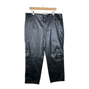 NWT MANGO MNG Womens Faux‎ Black Leather Pants size 16